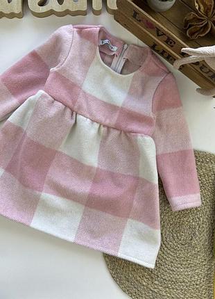 Платье клетка розовое 3