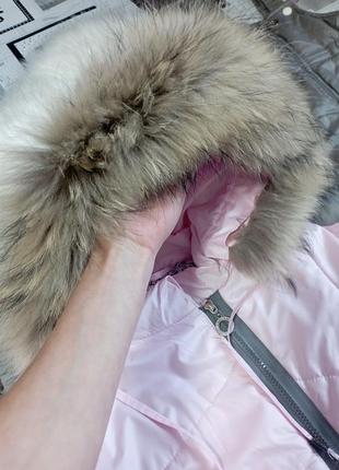 Зимний комплект с натуральным мехом, куртка и полукомбинезон6 фото
