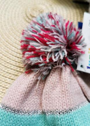 Демисезонная шапка для девочки 50-52 р с бубоном2 фото