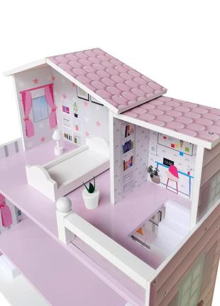 Деревянный игрушечный домик freeon розовый3 фото