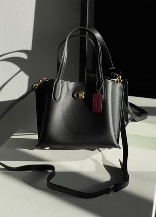 Женская сумка шопер стильная из мягкой черной кожи  премиум качества бренда.     coach4 фото