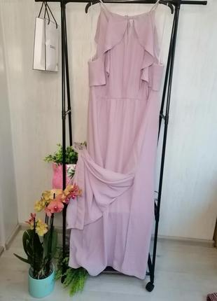 Платье длинное платье сиреневое лавандовое в романтичном стиле5 фото