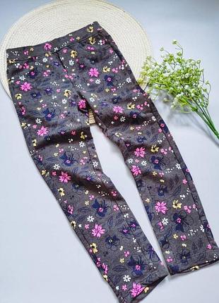 Лосинки для девочки серые в цветочек 116 см