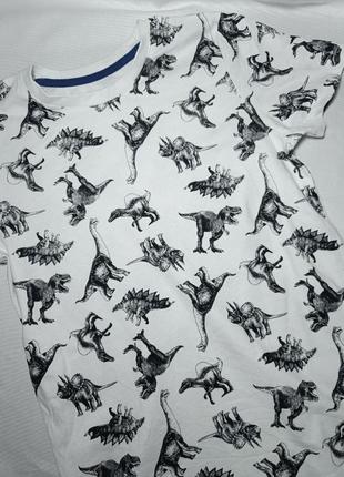 Футболка принт дыно. белая футболка с динозаврами. хлопковая футболка1 фото