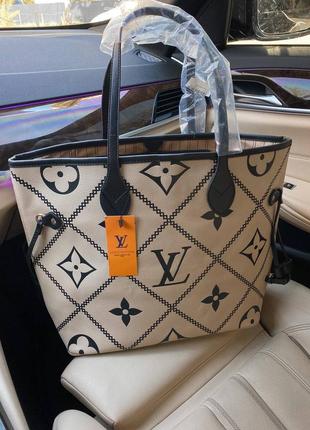 Жіноча сумка lv neverfull beige