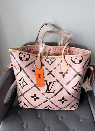 Женская сумка lv neverfull pink2 фото