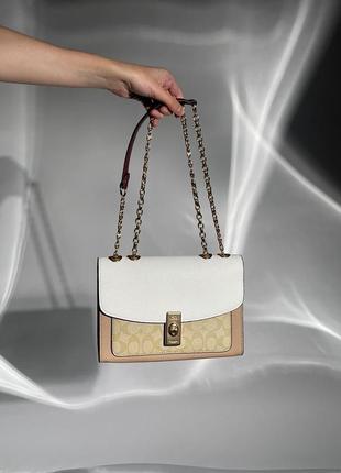 Женская сумка клатч coach на два отделение натуральная кожа текстиль турция