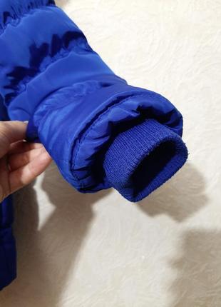 Куртка с капюшоном парка деми/зима синяя тёплая с наполнителем+ подкладка мех на мальчика 2-3года9 фото