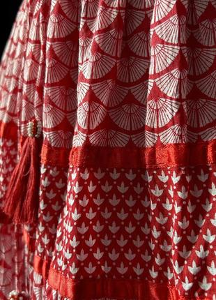 Красная длинная юбка из хлопка размер м3 фото