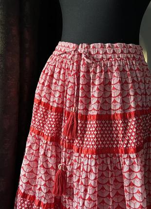 Красная длинная юбка из хлопка размер м4 фото