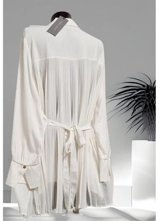 Белая рубашка-блуза длинная с плиссированной спиной mint velvet