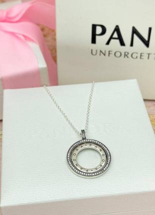 Серебряное ожерелье с фирменным логотипом пандора2 фото