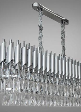 Хрустальна люстра овальної форми для вітальні mumbai на 10 ламп сатин+хром 9001-1000x300sl+ch