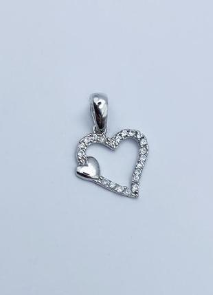 Кулон серебряный с кубическим цирконием "сердечко" 0,7 г