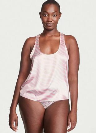 Пижамная майка victoria's secret satin racerback tank сатиновая s светло-розовая