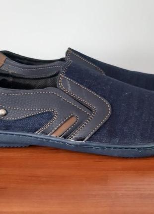 Туфлі чоловічі сині джинсові - чоловічі туфлі джинсові сині спортивні зручні3 фото