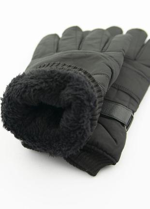 Мужские болоневые перчатки  с мехом (арт. 23-16-5) черный4 фото