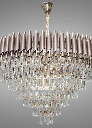 Современная хрустальная люстра mumbai на 18 ламп коричневый+золото 9001-950cf+sgd2 фото