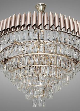 Современная хрустальная люстра mumbai на 18 ламп коричневый+золото 9001-950cf+sgd