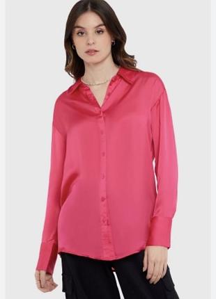 Яркая атласная рубашка, большой размер