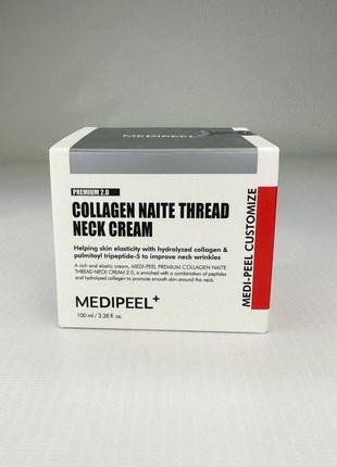 Подтягивающий крем для шеи с пептидным комплексом medi-peel premium collagen naite thread neck cream 2.0, 100 мл