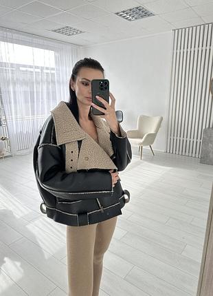 Дубленка мех овчина удлиненная оверсайз bershka