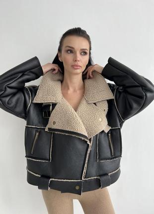 Дубленка мех овчина удлиненная оверсайз bershka