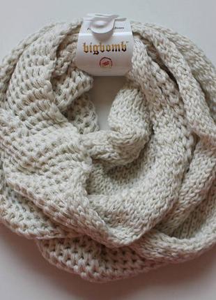 Теплый вязаный шарф хомут. туречки