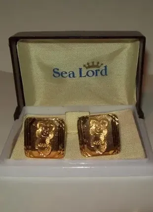 Запонки винтаж олимпиада 80 срср sea lord позолота упаковка агитация1 фото