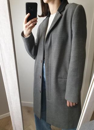 Базове якісне вовняне мінімалістичне пальто подовжений блейзер вовна2 фото