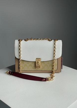Жіноча шкіряна сумка 👜 coach lane shoulder bag in colorblock signature canvas3 фото