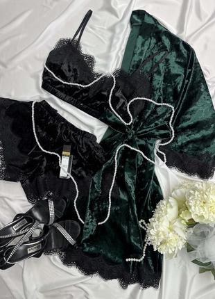 Велюровая яркая пижама с кружевом топ и шорты, пижамы женские однотонные