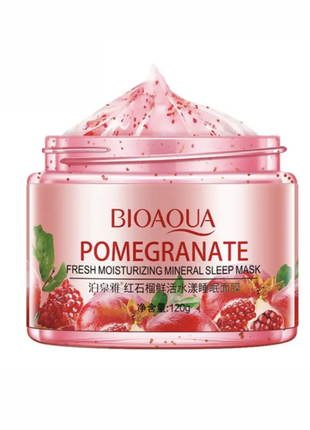 Маска гелева нічна з гранатом bioaqua pomegranate fresh moisturizing mineral sleep Source mask
