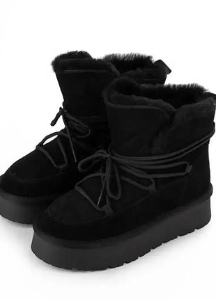 Уггі жіночі білі і чорні замша зима код товару : 119068