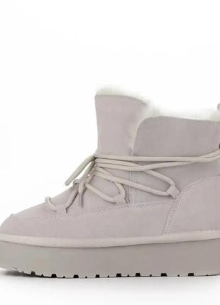 Уггі жіночі білі і чорні замша зима код товару : 119068