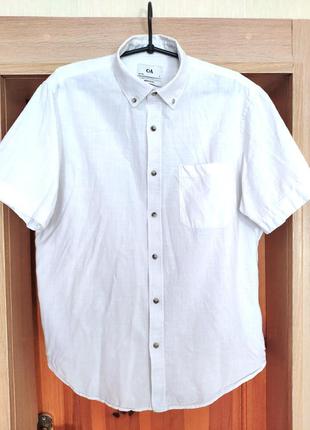 Немецкого бренда c&amp;a мужская хлопковая рубашка белая к короткому рукаву2 фото
