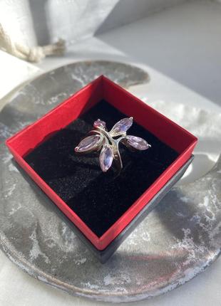 Серебряная кольца 18 р аметист натуральный граненый цветок 925