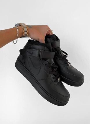 Кросівки хутро nike air force black