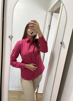 Рубашка женская розовая рубашка фукси классическая2 фото