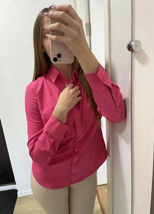 Рубашка женская розовая рубашка фукси классическая4 фото