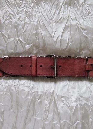 Ремень кожа металл плетеный коричневый