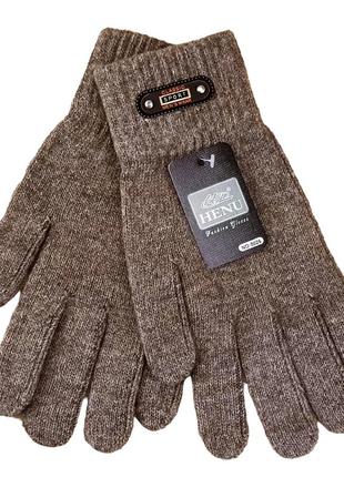 Перчатки мужские шерстяные ангора sport осень-зима размер l- xxl цвет коричневый2 фото