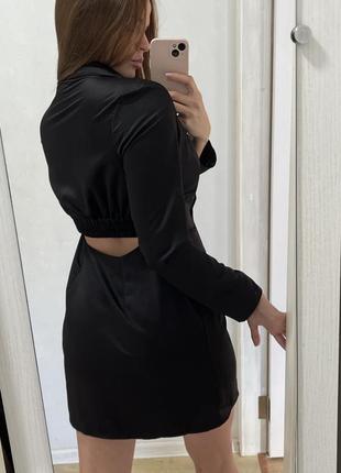 Платье пиджак черное с открытой спиной6 фото