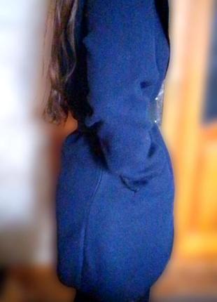 Синее женское пальто8 фото