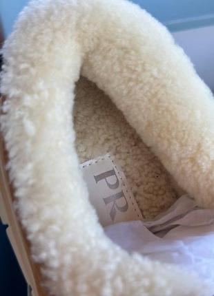 Лоферы туфли женские натуральные рыжие замша мех зимние брендовые в стиле prada