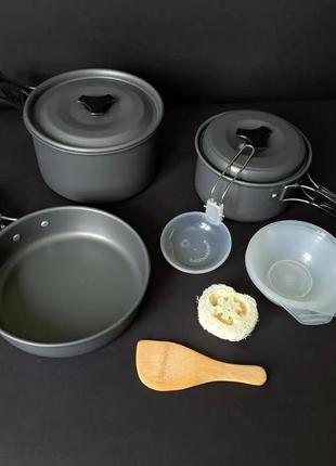 Похідний набір посуду cooking set sy-500 для приготування на 3 персони анодований алюміній для пальників bf