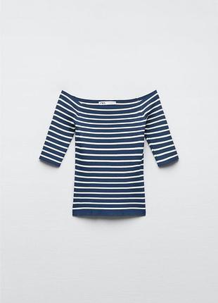 Топ в рубчик zara с открытыми плечами