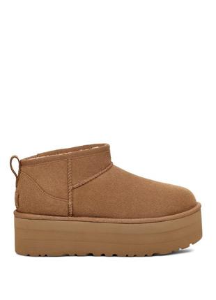 Жіночі угги на платформі ugg classic ultra mini platform chestnut