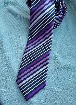 Брендова фіолетова бузкова шикарна оригінальна краватка в смужку george