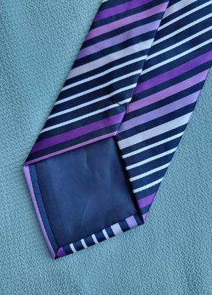 Брендова фіолетова бузкова шикарна оригінальна краватка в смужку george7 фото